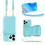 For iPhone 15 Pro Max Multifunctional Zipper Wallet RFID Phone Leather Case(Mint Green)