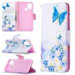For Samsung Galaxy A21s Colored Drawing Pattern Horizontal Flip Leather Case with Holder & Card Slots & Wallet(Flower and Butterfly)