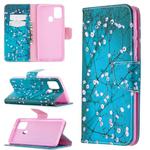 For Samsung Galaxy A21s Colored Drawing Pattern Horizontal Flip Leather Case with Holder & Card Slots & Wallet(Plum Blossom)