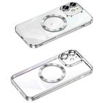For iPhone 11 MagSafe CD Texture Metal Lens Frame Full Coverage Phone Case(Silver)