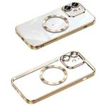 For iPhone 11 MagSafe CD Texture Metal Lens Frame Full Coverage Phone Case(Gold)