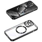 For iPhone 11 Pro Max MagSafe CD Texture Metal Lens Frame Full Coverage Phone Case(Black)