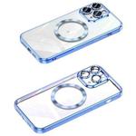 For iPhone 11 Pro Max MagSafe CD Texture Metal Lens Frame Full Coverage Phone Case(Blue)