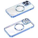 For iPhone 12 Pro MagSafe CD Texture Metal Lens Frame Full Coverage Phone Case(Blue)