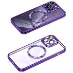 For iPhone 12 Pro MagSafe CD Texture Metal Lens Frame Full Coverage Phone Case(Purple)