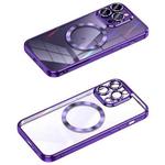 For iPhone 12 Pro Max MagSafe CD Texture Metal Lens Frame Full Coverage Phone Case(Purple)