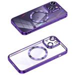 For iPhone 13 MagSafe CD Texture Metal Lens Frame Full Coverage Phone Case(Purple)