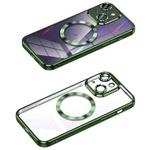 For iPhone 14 Plus MagSafe CD Texture Metal Lens Frame Full Coverage Phone Case(Green)