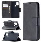 For Samsung Galaxy A21s Retro Lambskin Texture Pure Color Horizontal Flip PU Leather Case with Holder & Card Slots & Wallet & Lanyard(Black)