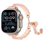 For Apple Watch Ultra 2 49mm Shell Beads Chain Bracelet Metal Watch Band(Pink White Rose Gold)