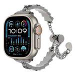 For Apple Watch Ultra 49mm Shell Beads Chain Bracelet Metal Watch Band(Black White)