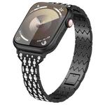 For Apple Watch Series 9 45mm Devil Eye Diamond Bracelet Metal Watch Band(Black)