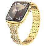 For Apple Watch Series 9 45mm Devil Eye Diamond Bracelet Metal Watch Band(Gold)