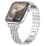 For Apple Watch SE 44mm Devil Eye Diamond Bracelet Metal Watch Band(Silver)