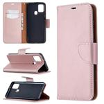 For Samsung Galaxy A21s Pure Color Horizontal Flip PU Leather Case with Holder & Card Slots & Wallet & Lanyard(Rose Gold)