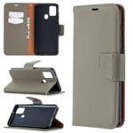 For Samsung Galaxy A21s Pure Color Horizontal Flip PU Leather Case with Holder & Card Slots & Wallet & Lanyard(Grey)