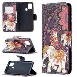 For Samsung Galaxy A21s Colored Drawing Horizontal Flip Leather Case with Holder & Card Slots & Wallet(Flower Elephant)