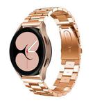 For Samsung Galaxy Watch6 / 6 Classic Flat Head Three-bead Stainless Steel Watch Band(Rose Gold)