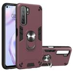 For Huawei Nova 7 SE / P40 Lite 5G 2 in 1 Armour Series PC + TPU Protective Case with Ring Holder(Wine Red)