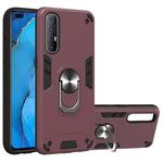 For OPPO Reno3 Pro (India) 2 in 1 Armour Series PC + TPU Protective Case with Ring Holder(Wine Red)