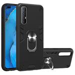 For OPPO Reno3 Pro (India) 2 in 1 Armour Series PC + TPU Protective Case with Ring Holder(Black)