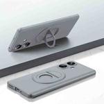 For Realme 10 Pro+ Magsafe Hidden Fold Holder Full Coverage Shockproof Phone Case(Grey)