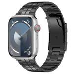 For Apple Watch SE 2023 44mm Tortoise Buckle Titanium Steel Watch Band(Black)