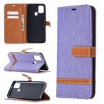 For Samsung Galaxy A21s Matching Denim Texture Horizontal Flip PU Leather Case with Holder & Card Slots & Wallet & Lanyard(Purple)