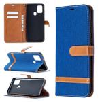 For Samsung Galaxy A21s Matching Denim Texture Horizontal Flip PU Leather Case with Holder & Card Slots & Wallet & Lanyard(Blue)