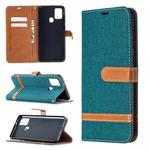 For Samsung Galaxy A21s Matching Denim Texture Horizontal Flip PU Leather Case with Holder & Card Slots & Wallet & Lanyard(Green)