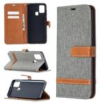 For Samsung Galaxy A21s Matching Denim Texture Horizontal Flip PU Leather Case with Holder & Card Slots & Wallet & Lanyard(Grey)