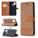 For Samsung Galaxy A21s Matching Denim Texture Horizontal Flip PU Leather Case with Holder & Card Slots & Wallet & Lanyard(Brown)