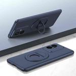 For Honor 100 Magsafe Hidden Fold Holder Full Coverage Shockproof Phone Case(Blue)