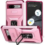 For Google Pixel 7a Sliding Camshield Holder Phone Case(Pink + Rose Red)