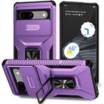 For Google Pixel 7a Sliding Camshield Holder Phone Case(Purple)