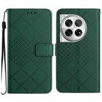 For OnePlus 12 5G Global Rhombic Grid Texture Leather Phone Case(Green)