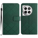 For OnePlus 12R 5G Global Rhombic Grid Texture Leather Phone Case(Green)