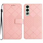 For OnePlus Nord CE4 Rhombic Grid Texture Leather Phone Case(Pink)