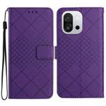 For OnePlus 13T Rhombic Grid Texture Leather Phone Case(Purple)