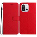 For OnePlus 13T Rhombic Grid Texture Leather Phone Case(Red)