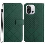 For OnePlus 13T Rhombic Grid Texture Leather Phone Case(Green)