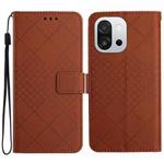 For OnePlus 13T Rhombic Grid Texture Leather Phone Case(Brown)