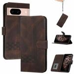 For Google Pixel 8a Cubic Skin Feel Flip Leather Phone Case(Brown)