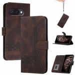 For Google Pixel 9a Cubic Skin Feel Flip Leather Phone Case(Brown)