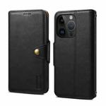 For iPhone 15 Pro Max Denior Cowhide Texture Wallet Style Leather Phone Case(Black)