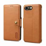For iPhone SE 2022/SE 2020/6/7/8 Denior Cowhide Texture Wallet Style Leather Phone Case(Khaki)