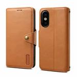 For iPhone XS / X Denior Cowhide Texture Wallet Style Leather Phone Case(Khaki)