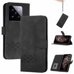 For Xiaomi 14 Pro Cubic Skin Feel Flip Leather Phone Case(Black)