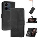 For Xiaomi Redmi 13C Cubic Skin Feel Flip Leather Phone Case(Black)