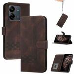 For Xiaomi Redmi 13C Cubic Skin Feel Flip Leather Phone Case(Brown)